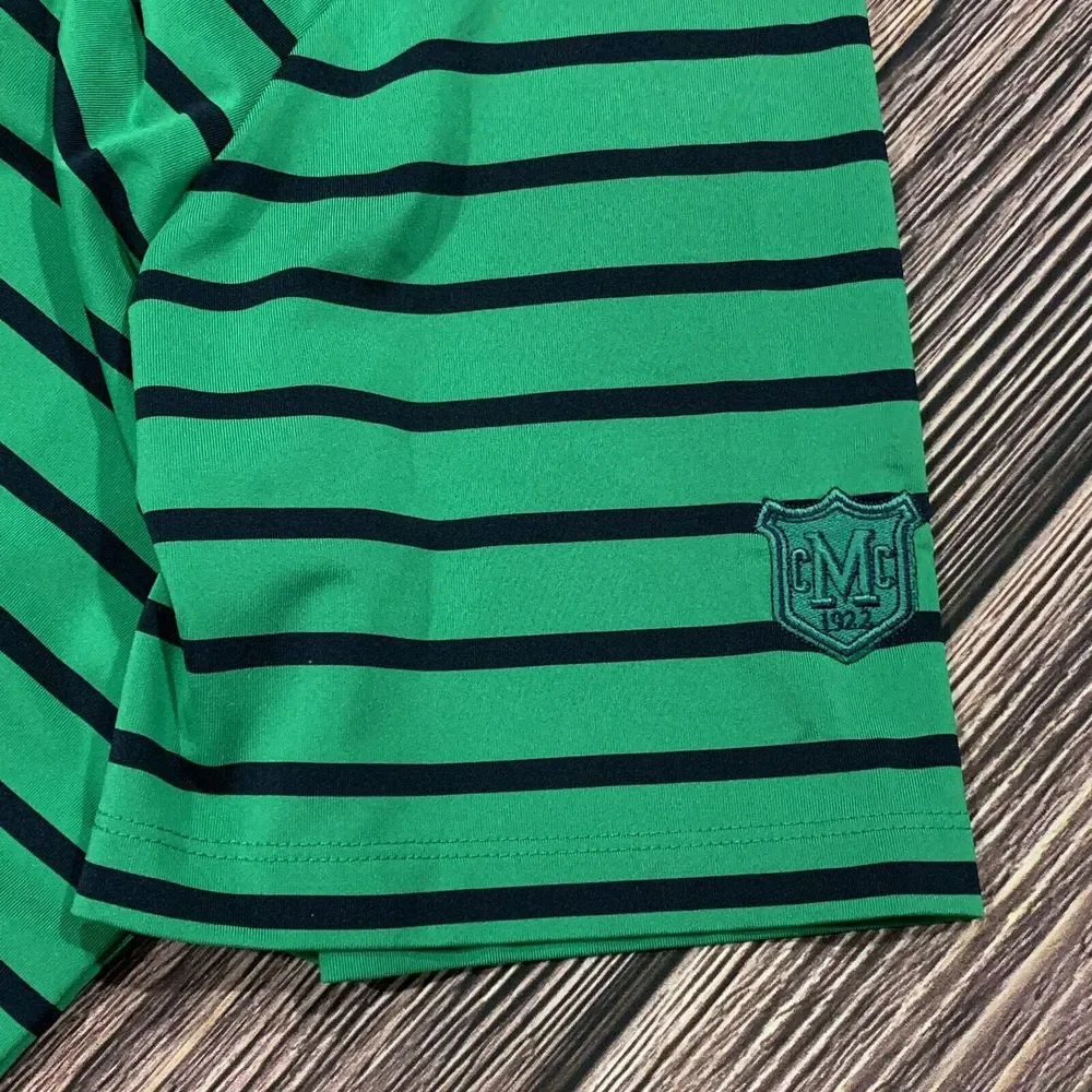 Ralph Lauren RLX Mens Golf Polo Shirt Green Blue‎ Striped Button Collar Large
